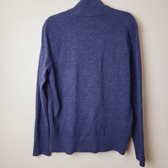 Banana Republic Quarter Zip Pull Over Men's Size Large Navy Blue Merino Wool - Picture 7 of 8